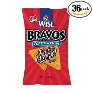 Wise Nacho Cheese Bravo Tortilla Chips, 1.5 Oz Bags (Pack of 36 