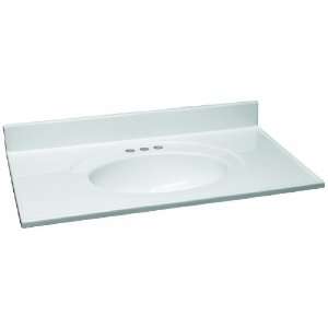   61 Inch by 22 Inch Cultured Marble Single Bowl Vanity Top, Solid White