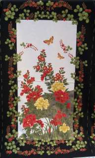 Timeless Treasures Lotus Red/Gold Floral Panel  