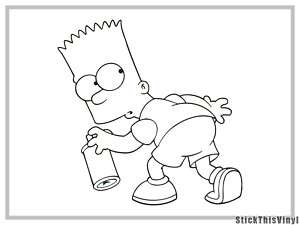 Bart Simpson Graffiti (outline) Decal Sticker (2x)  