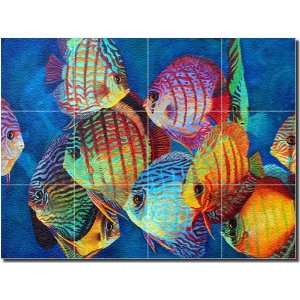   Fish Glass Tile Wall Floor Mural 18 x 24 Kitchen Shower Backsplash