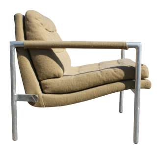 Vintage Milo Baughman Style Aluminum Base Chair  