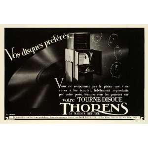  1937 Ad Thorens Record Players Music Discs Appliance Paris 