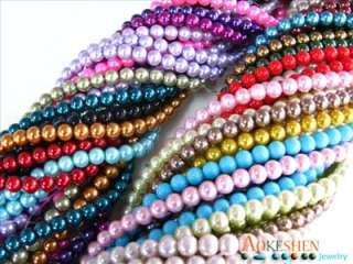 8mm colorful craft loose Round Glass pearl Beads BDA  