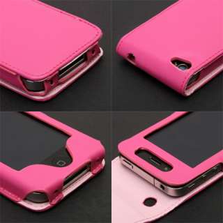 Pink Leather Flip Case Cover Pouch For iPhone 4 4G 4th New  