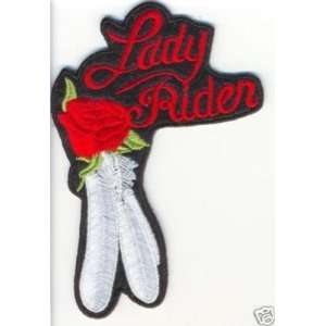  LADY RIDER ROSE FEATHER RED Quality Bike Vest Patch 