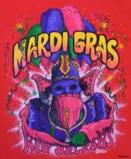   Gras Vintage 80s T Shirt New Orleans Parade Beads Mask Costume  