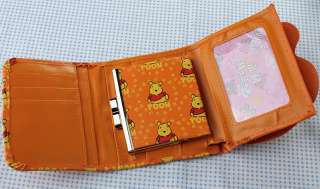 Orange yellow bear head children small wallet bag purse  
