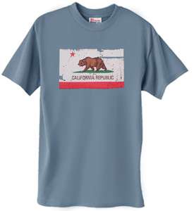 California Bear State Flag Natural Blue t shirt T shirt  