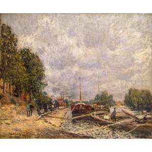   Alfred Sisley   24 x 20 inches   Barges at Billancourt