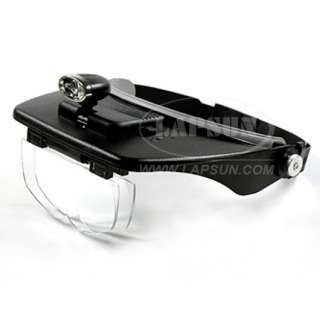 Head Light Magnifying Glass 2 LED Jeweler Magnifier Set  