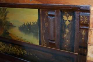Painted Pine Victorian Cottage Bed, Landscape Scene + original owners 