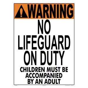  Warning No Lifeguard Sign 1501Wa1824E