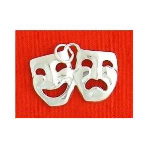   Silver Charm, Comedy/Tragedy Theater Masks, 5/8 inch, 2 grams Jewelry