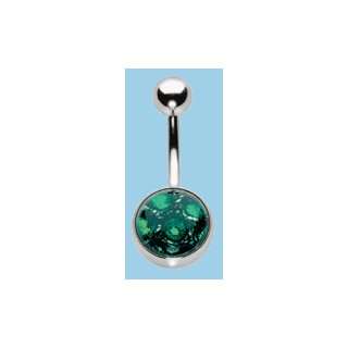  Green Opal Firebell Navel Bar 14 gauge by 3/8 in length Jewelry