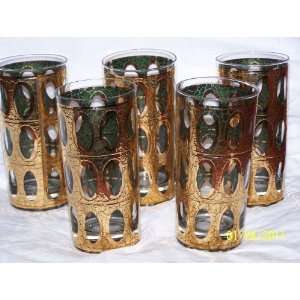  VINTAGE DRINKING GLASSES PATTERNED WITH GOLD(NEVER USED 