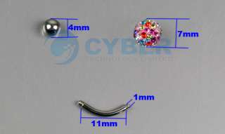   Navel Rings Ball Crystal Body Belly Button Bar Piercing Jewelry  