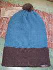   WOOL Knit BEANIE Hat / Cap   NEW Brown & Turq ~ One size , unisex