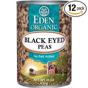 Eden Organic Black Eyed Peas, No Salt Added, 15 Ounce Cans (Pack of 12 