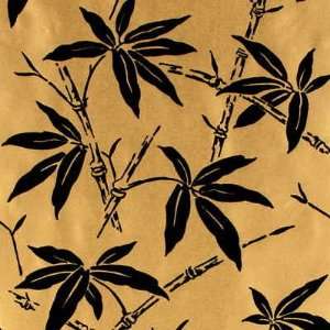 Shanghai Bamboo Flocked Velvet Wallpaper   02 Black on Gold  