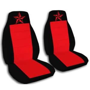 Black and red Nautical Star seat covers. 40/20/40 seat covers for a 