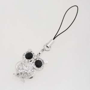  Silver Black Eyes Owl Cell Phone Hanging Charm Everything 