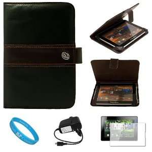  Leather Case Cover   Espresso Brown + Clear Screen Protector + Black 