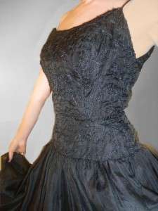   50s SHEER BLACK CHIFFON Illusion Party COCKTAIL PROM Dress XS/S  