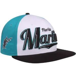 New Era Florida Marlins White Black Teal 9FIFTY Cooperstown Script 