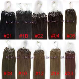 16 24 Indian Remy Loop/Micro Rings Hair Extensions100S,all colors 