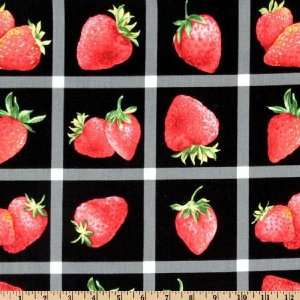  45 Wide Michael Miller Strawberries Black Fabric By The 