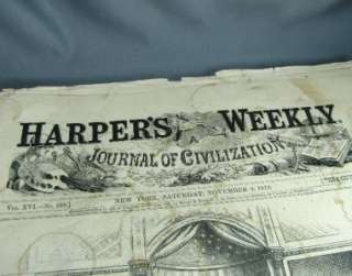 Harpers Weekly A Journal of Civilization   Nov 9, 1872   Free S/H 
