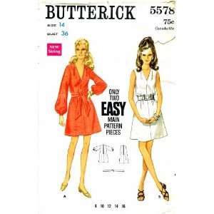  Butterick 5578 Vintage Sewing Pattern Tucked Dress Size 14 