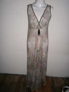 GREY & PEACH Long Sheer Netted Dress Size Small D11645  