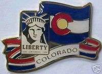 COLORADO 1986 CENTENNIAL LIBERTY STATE FLAG PIN C6  