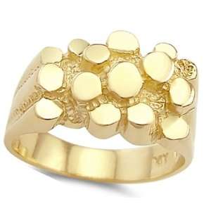  Mens Nugget Ring 14k Yellow Gold Pinky Band, Size 5 