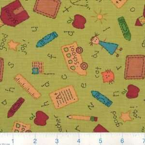  45 Wide School Days Lime Fabric By The Yard Arts 