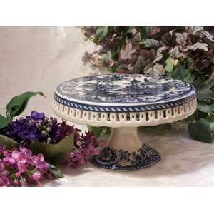 Cake Plate Porcelain   Blue 