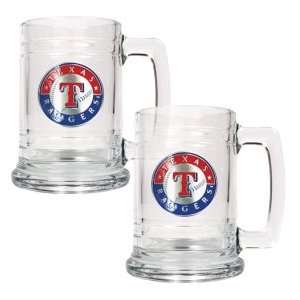 Texas Rangers 2pc 15oz Glass Tankard Set  Primary Logo  