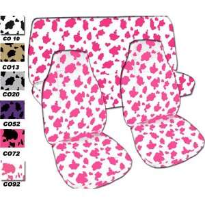 Complete set of White and Hot Pink Cow seat covers for a 