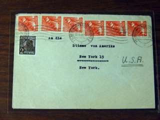 GERMANY 1949 NICE COVER WITH 7 OVERPRINT STAMPS TO USA CLEAN s2258 