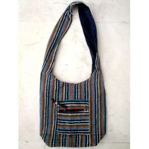 Cotton Canvas Blue Shade Boho Multi Color Hippie Indian Sling Cross 