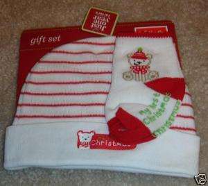 Carters Just One Year My First Christmas Hat & Socks  