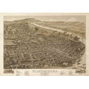  1886 Chattanooga Tennessee, Birds Eye Map