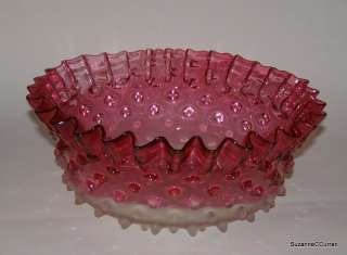   Brockunier Victorian Art Glass Rubina Dew Drop Hobnail Bowl Antique