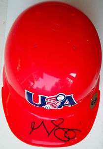 GRADY SIZEMORE Rookie Signed Red Team USA Baseball Mini Helmet Auto 