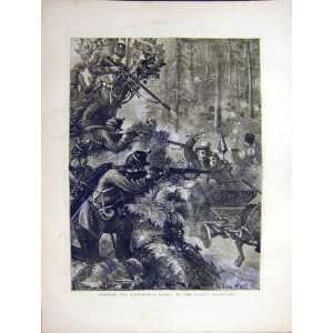  Gauntlet Running Army Guns Manhall Old Print 1871