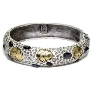 TAT2 Designs Pavia Hammered Antique Silver Bangle with Antique Gold 