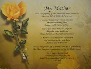 MY MOTHER PERSONALIZED POEM FOR BIRTHDAY OR MOTHERS DAY GIFT IDEA FOR 