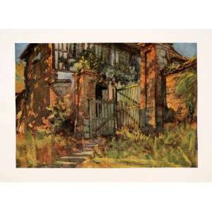  1909 Print Convent Bormes Mimosas Walter Donne Gate House 